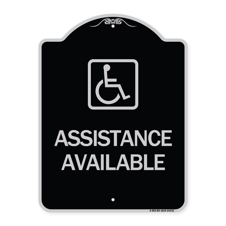 Signmission Assistance Available W/ HandicapHeavy-Gauge Aluminum Architectural Sign, 24" x 18", BS-1824-24332 A-DES-BS-1824-24332